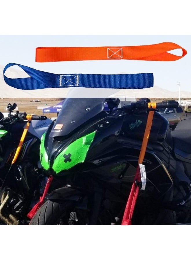 10 Pcs Soft Loop Tie Down Straps, 1,500lb Load Capacity 4,500lb Breaking Strength Belts for Secure and Confident Trailering of Motorcycle Dirt Bike ATV UTV - Blue, Orange - Image 5